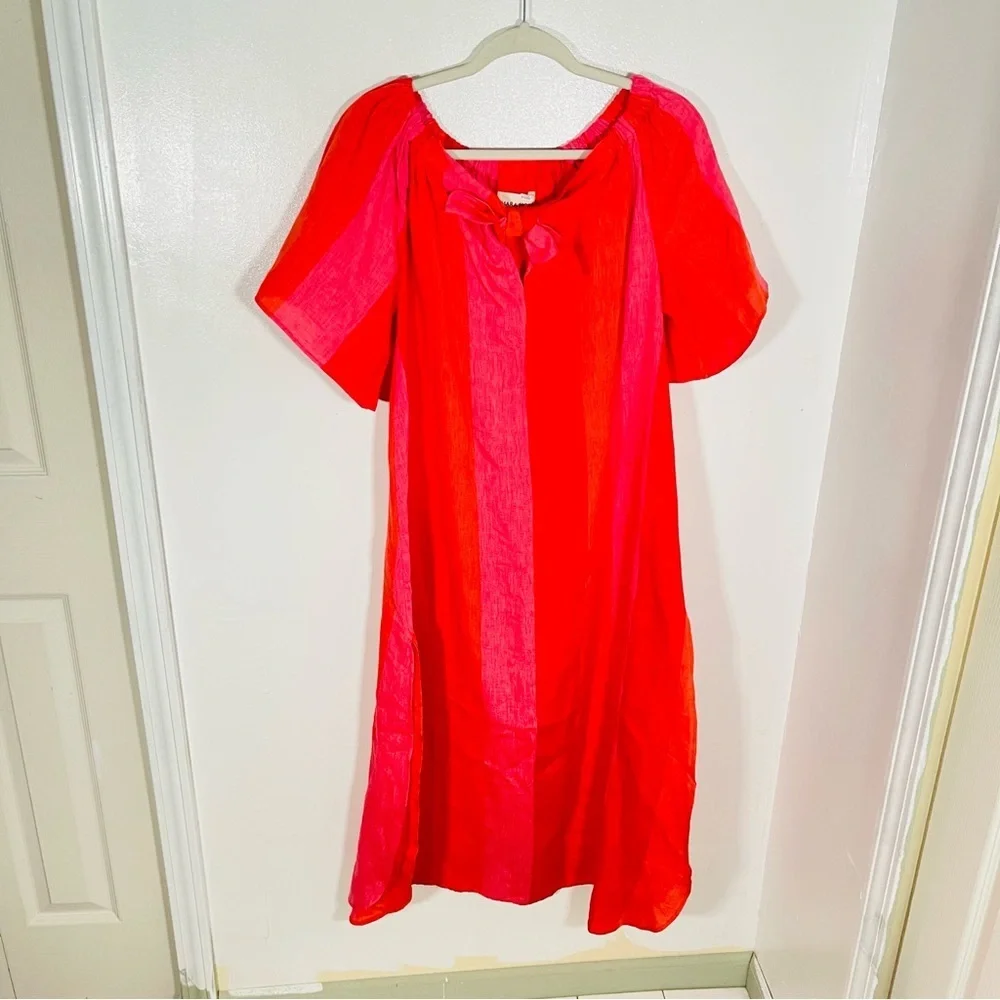 Mara Hoffman Kamala Off the Shoulder Striped Midi Dress - Picture 2 of 10